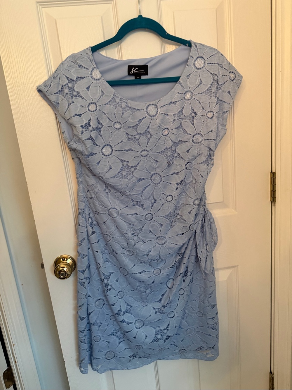 Studio Connection Light Blue Lace Cap-Sleeve Dress
